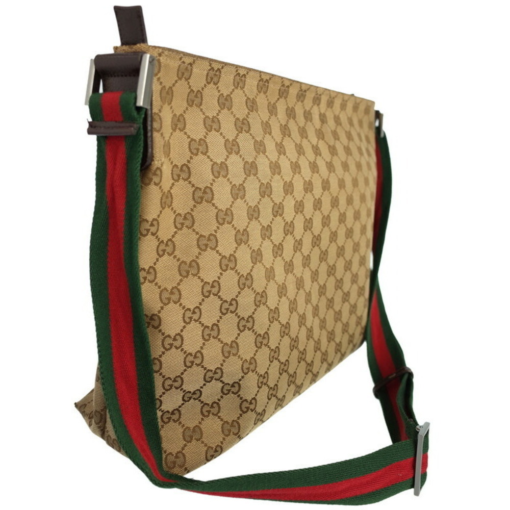 Gucci Canvas Messenger GG Brown Web Crossbody Bag